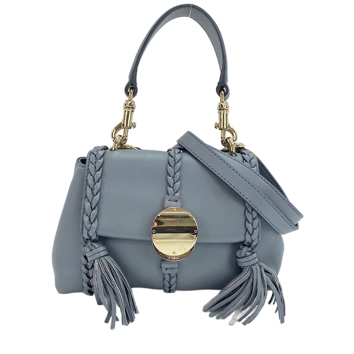 Authentic Chloe Leather Penelope 2WAY Handbag gray  WS30651