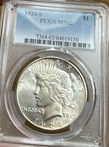 1924-S Peace Silver Dollar PCGS MS62 Great Luster