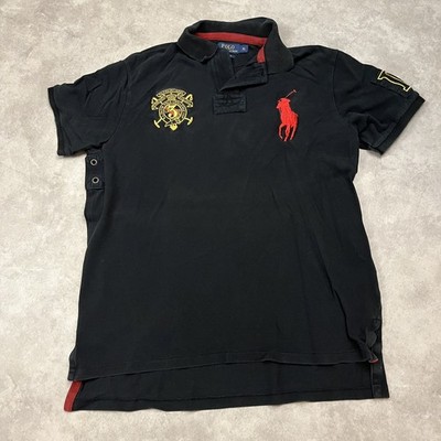Polo Ralph Lauren Poloshirt XL Schwarz Kurzarm Herren Chief Keef Big Pony