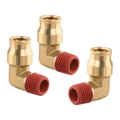 3PCS Brass Quick Push to Connect 3/8'' OD x 3/8'' NPT Quick Push 90° Elbows-3PCS