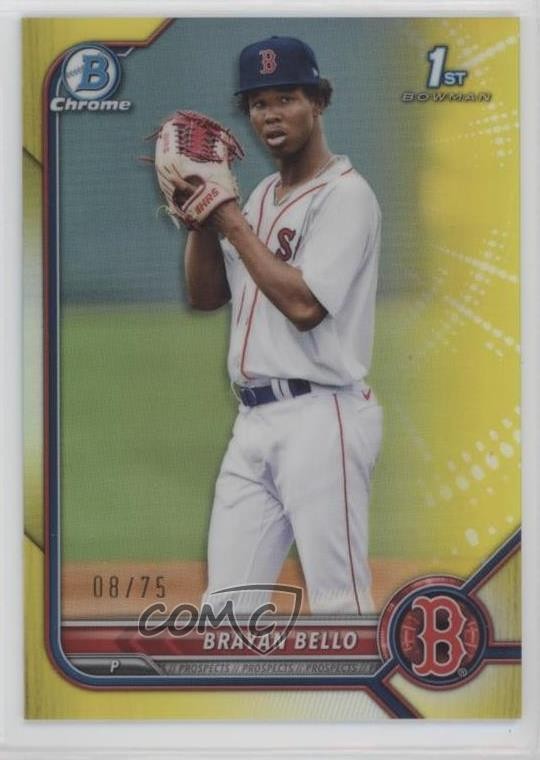2022 Bowman Chrome Prospects Yellow Refractor 8/75 Brayan Bello #BCP-107 uk2
