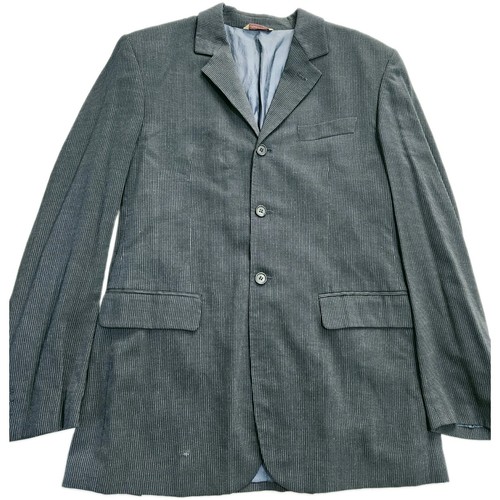 Romeo Gigli, Romeo Gigli Vintage Rayon Blazer Made In Italy Striped Textured Tailored 40 Gray