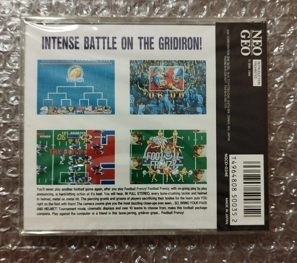 SNK Neo Geo CD - Football Frenzy NTSC-U BRAND NEW FACTORY SEALED - Immagine 2 di 2