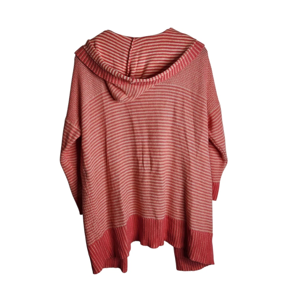 Sonoma Mujer Rayas Rosa Frente Abierto Suéter con Capucha Cárdigan Bolsillos 3/4 Slv XL Foto 2 de 4