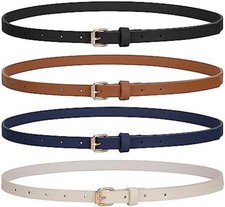 4 Pack Skinny Women Leather Belt for Dresses Thin Waist Belt for Jeans Pants ...