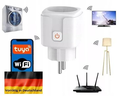 Tuya WLAN Steckdose 20A 3000W Energiezähler Alexa Google Home Smart Plug EU