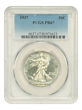 1937 50C PCGS PR67 - Walking Liberty Half Dollar