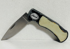 Ford Motor Company Folding Pocket Knife 440 Stainless China Ivory Handle Vintage