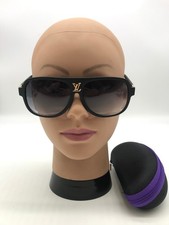 Louis Vuitton Matte Black Frame Designer Sunglasses 64-14-137 Gray/Blue Lens