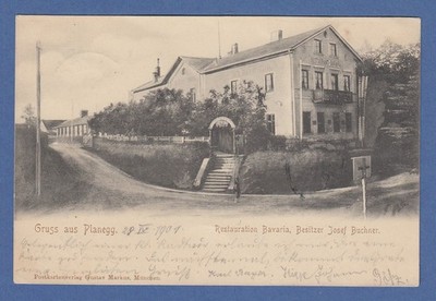 Postcard Bavaria greeting from Planegg restoration Bavaria, run 1901 to Munich