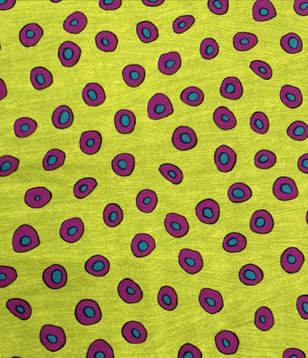 Lime Green Modern Purple Dots Cotton Fabric Jan Mullen BTHalfY #30