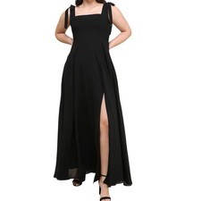 NWT Lulus Love Me Forever Black Square Neck Maxi Dress Size XS Bridesmaid Prom