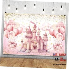 Pink Girl Birthday Backdrop Princess Castle Backdrop Sweet Girls Baby 8x6FT
