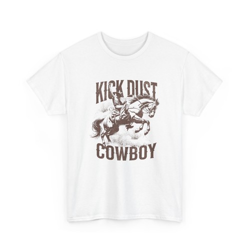 Kick Dust Cowboy Graphic T Shirt Womens Heavy Cotton Tee - Picture 8 of 25