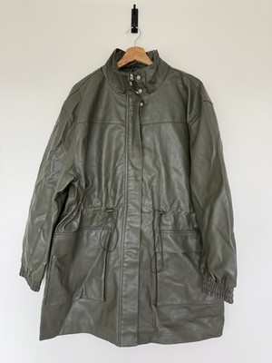 ASOS DESIGN Curve Khaki Kunstleder Parka Jacke UK 16 Utility Mantel Übergröße