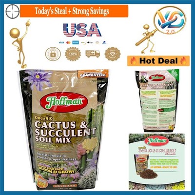 Hoffman Organic Cactus Succulent Soil Mix 4 Quarts Drainage Ready to Use