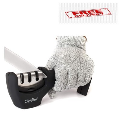 4-in-1 Kitchen Knife Accessories: 3-Stage Knife Sharpener Helps Repair, Resto...