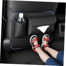 Car Kick Mats Back Seat Protector with Organizer, Multifunctional PU Black 1PC