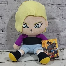 Dragon Ball Super Android 18 Sitting Plush Character Doll Stuffed Figure New NWT