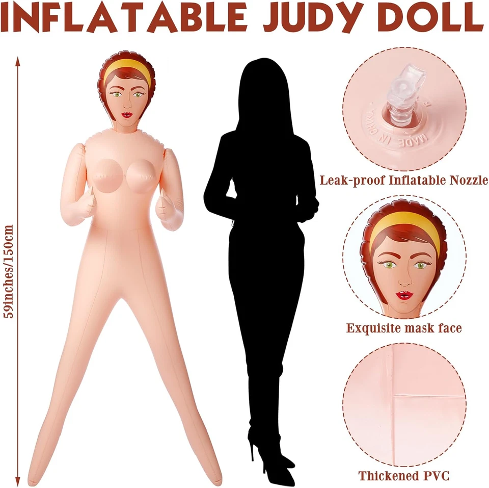 Muñeca inflable 59 pulgadas accesorios de fiesta de solteros accesorios de fiesta de Halloween utilería Foto 2 de 4