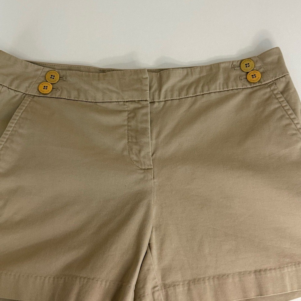 Tommy Hilfiger Tan Women's Cargo Shorts size 12 gold button accents pockets thumbnail 3