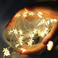 Lichterkette Sterne 2M 20 LED Micro Draht Warmweiß Batteriebetrieb Deko
