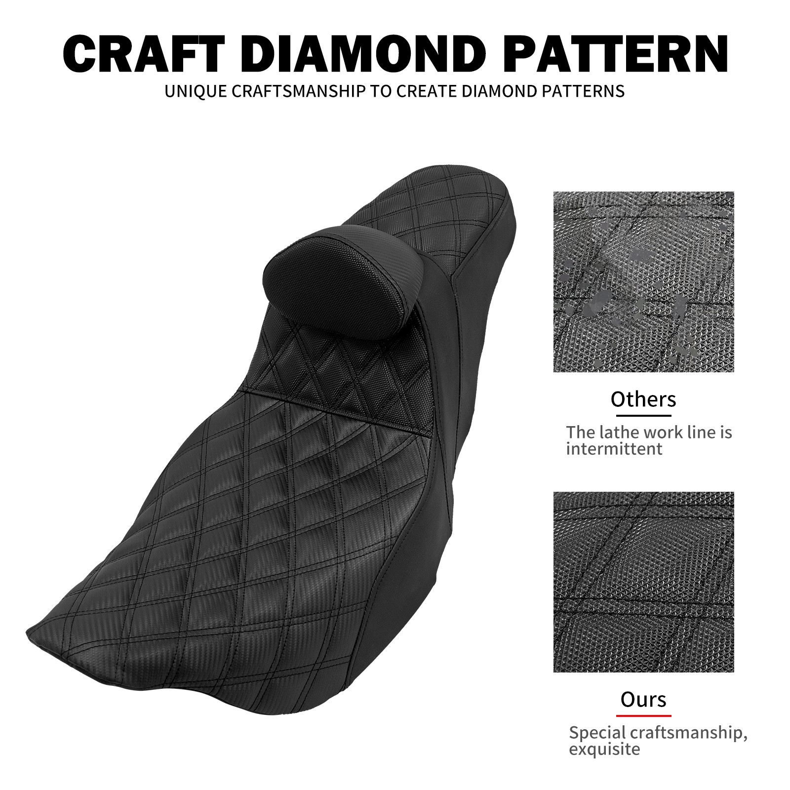 Black Lattice Gel Seat & Backrest For Harley Touring Electra Glide FLHT 2009-23