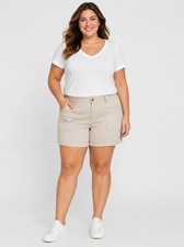 NWT Lee Ultra Soft Chino Shorts Women's 18 Tan Mid Rise Comfort Waist Classic