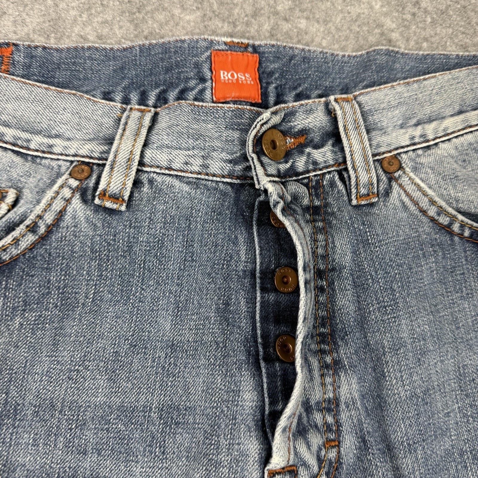 Hugo Boss Jeans Mens W34 L34 Blue HB1 Regular Fit Straight Leg Button Fly Denim thumbnail 5