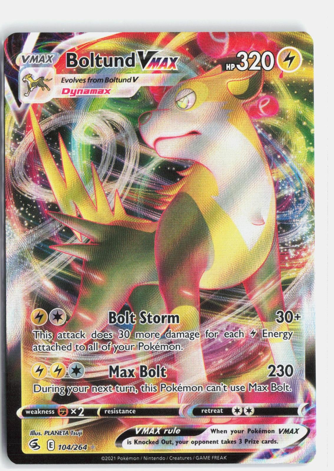 Boltund VMAX 104/264 Holo Ultra Rare Fusion Strike Pokemon Near Mint