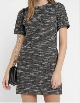 Club Monaco Womens Textured Short Sleeve Lined Dress Size XS Black Tweed