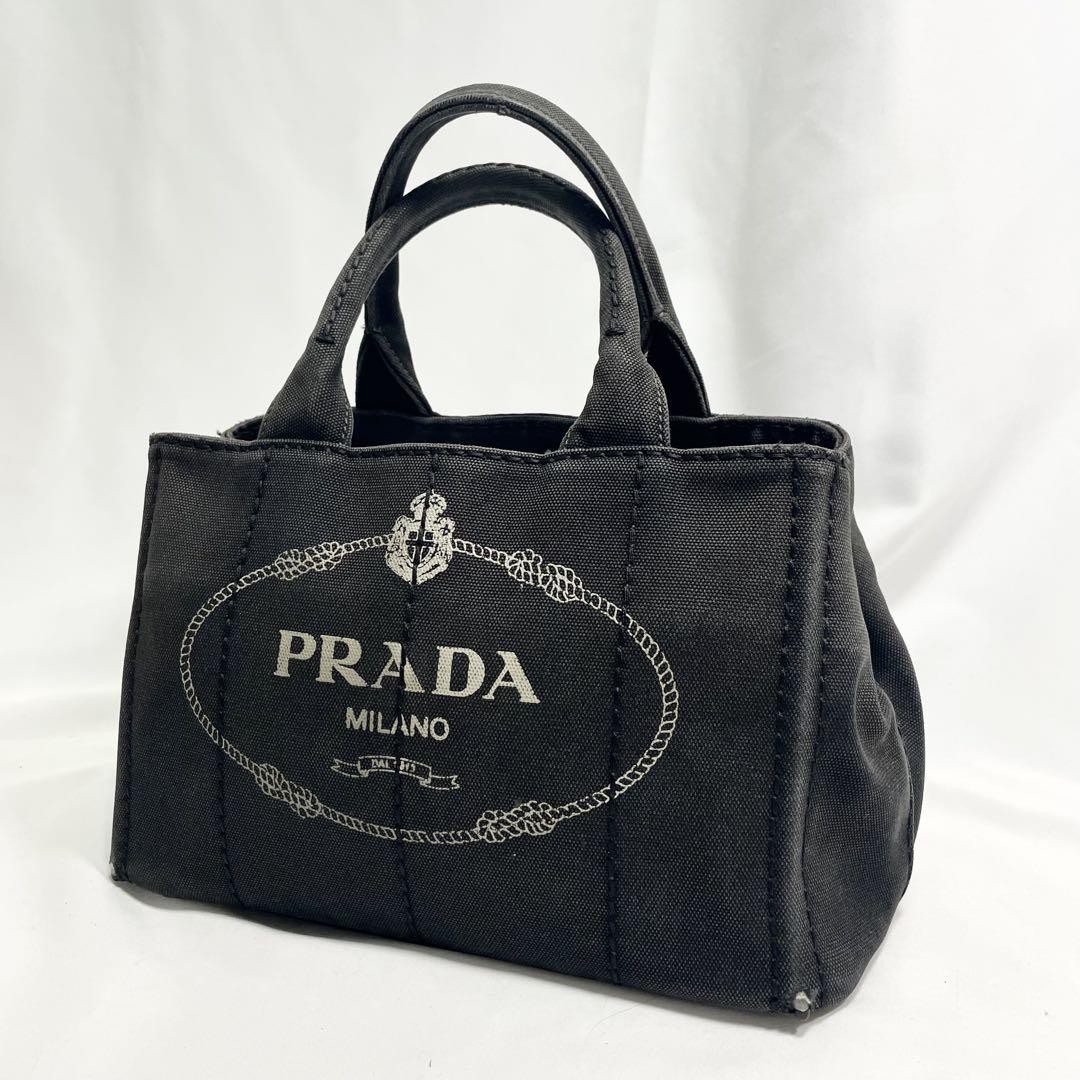 Prada Canapa Tote Bag in Black with Logo Large Spacious Handbag
