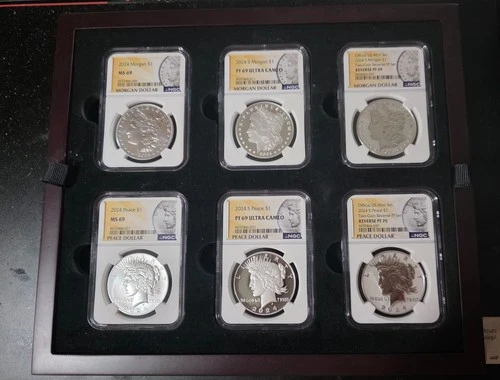 2024 2024-S Morgan Peace Silver Dollar 6 Coin Set NGC MS69 PF70 Reverse Proof