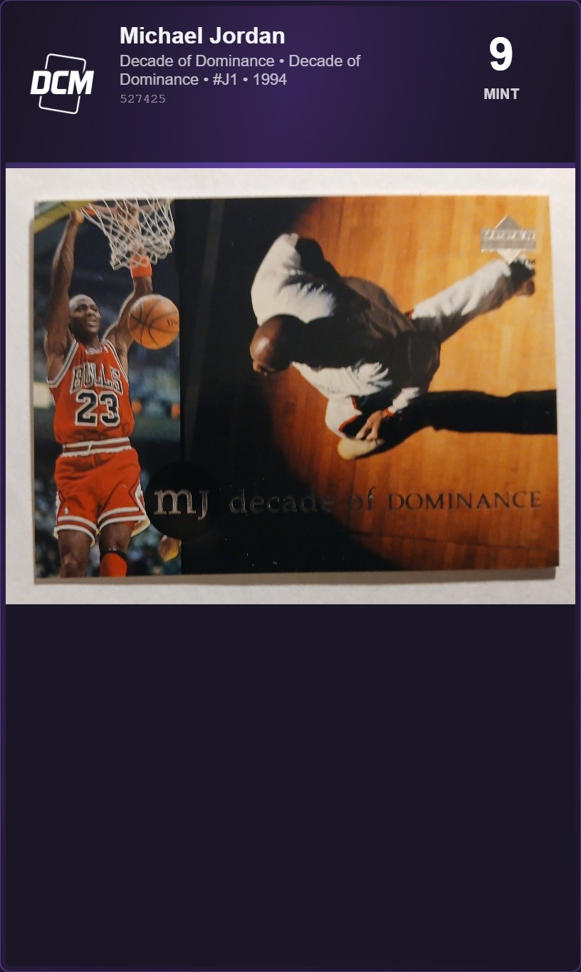 Michael Jordan Decade of Dominance #J1 1994 Trading Card DCM 9