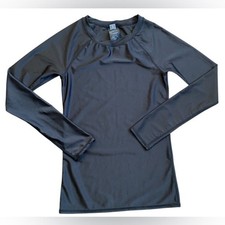 Volcom Long Sleeve Rash Guard Top XS Black Athletic Swim Shirt Graphic Sleeve