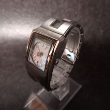 Rare Working SEIKO ALBA AKA Watch Square Silver V782 5090 Seiko Alba Red Logo Vi