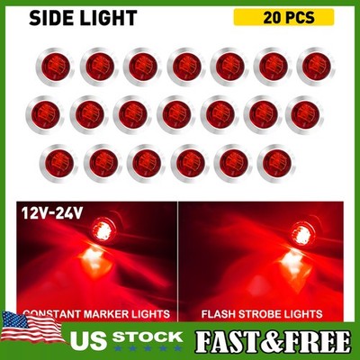 3/4'' Strobe+Steady Marker Light 20X Red LED Side Clearance Flash Warning Light