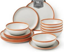 La Joventino Melamine Dinnerware Set for 18PCS, Camping Plates and Bowls Set