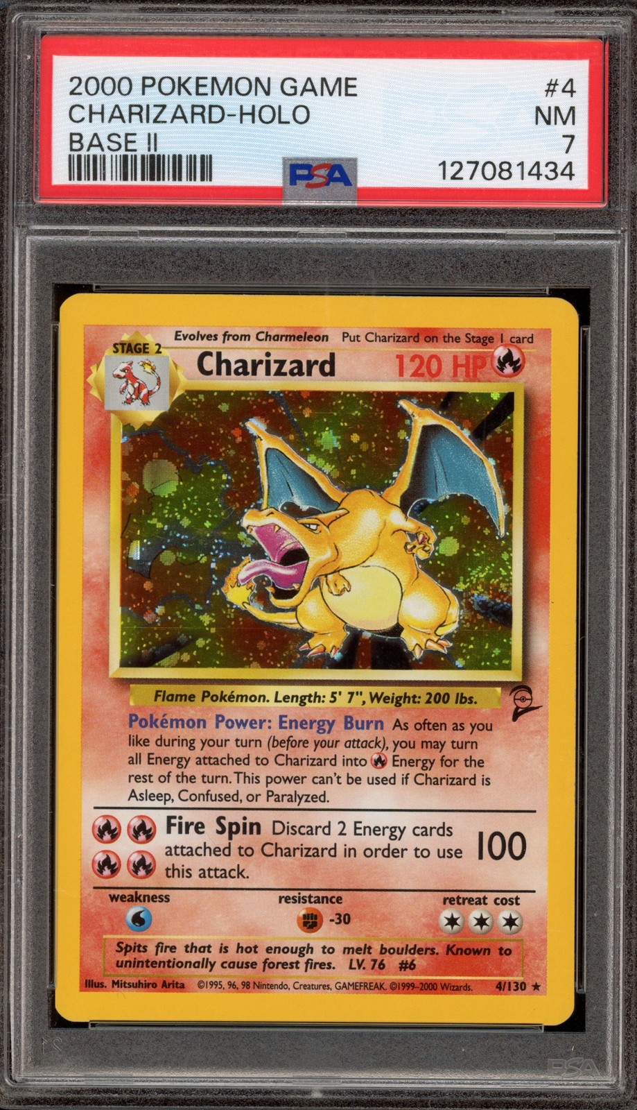 Pokemon Charizard Base Set 2 Holo Rare #4 PSA 7