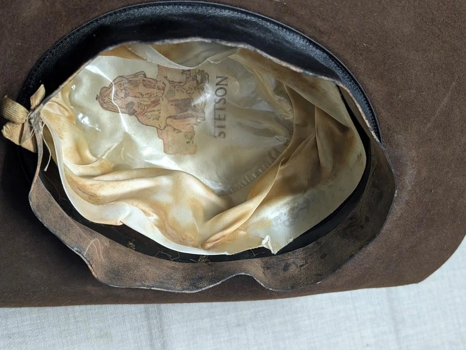 Sombrero de vaquero vintage STETSON 3x piel de castor fieltro 7-1/4 marrón pátina occidental Foto 4 de 4