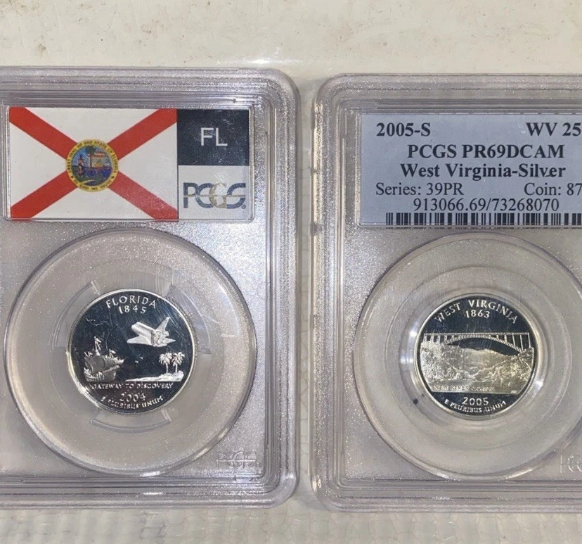 2004 and 2005 silver Washington quarters Ms69 - Image 3 of 3