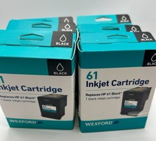 Lot of 6 Wexford 61 Black Ink Cartridges Replaces HP 61 CH561WN