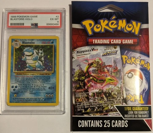 1999 Pokémon Game TCG BLASTOISE-HOLO Card #2 PSA 6 +BONUS PACK!