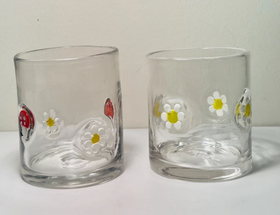 Juego de 2 tazas virales de whisky de vidrio de jugo icono seta margarita estilo anthropologie Foto 3 de 4