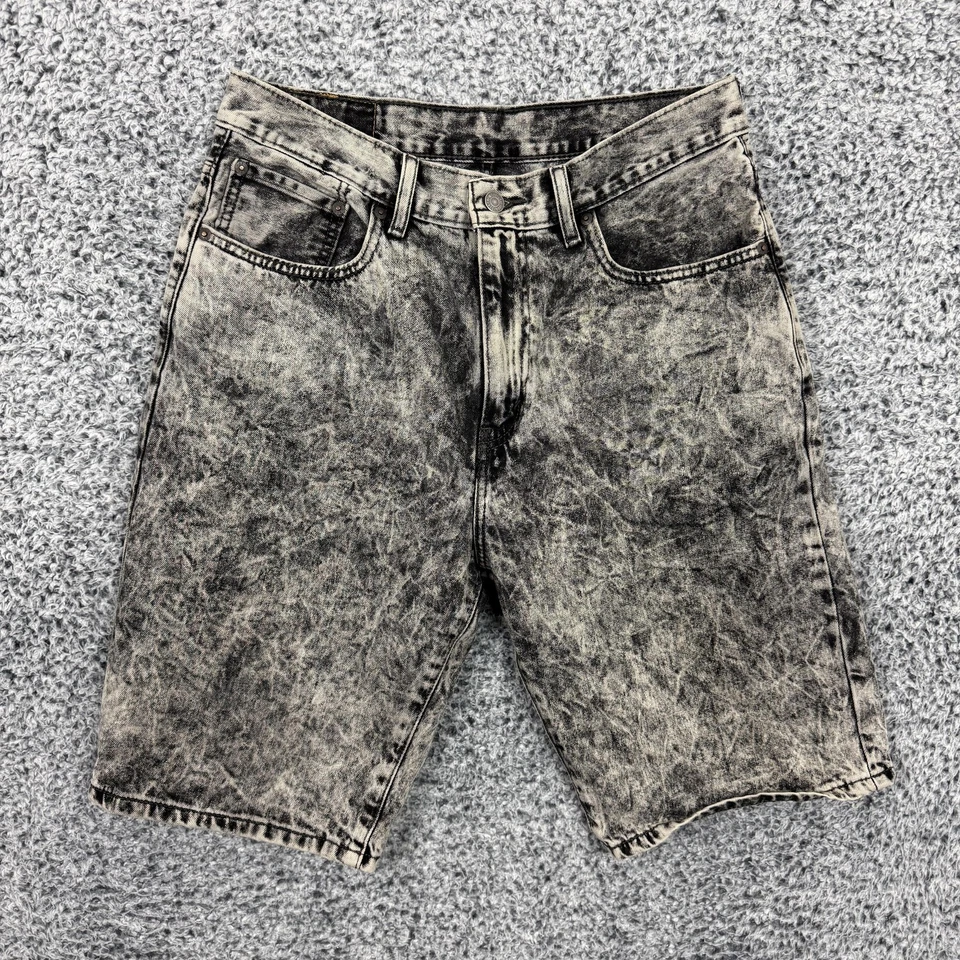Pantalones Cortos Levis Denim Para Hombres 32 Negro Gris Lavado Ácido Jeans Pantalones Cortos Skate Grunge 569s Foto 2 de 4