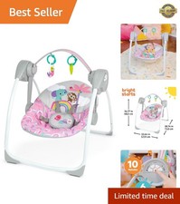 Pink Paradise Portable Compact Automatic Baby Swing with Music, Unisex, Newbo...