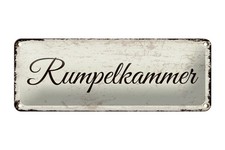 Blechschild Hinweis 27x10 cm Rumpelkammer nostalgisches Deko Schild