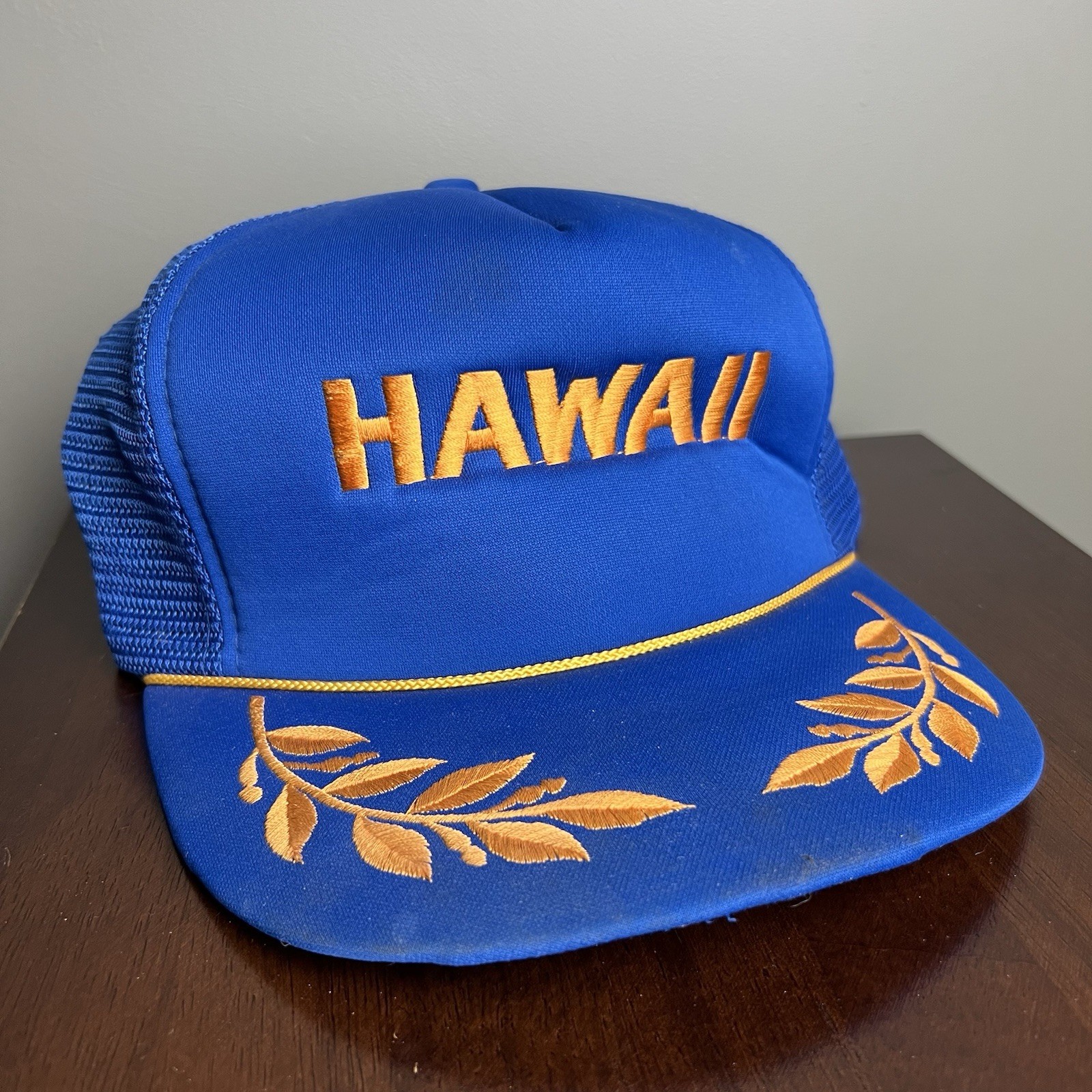 Blue Foam Mesh Cap Hawaii Scrambled Eggs Gold Leaf Usa 80s