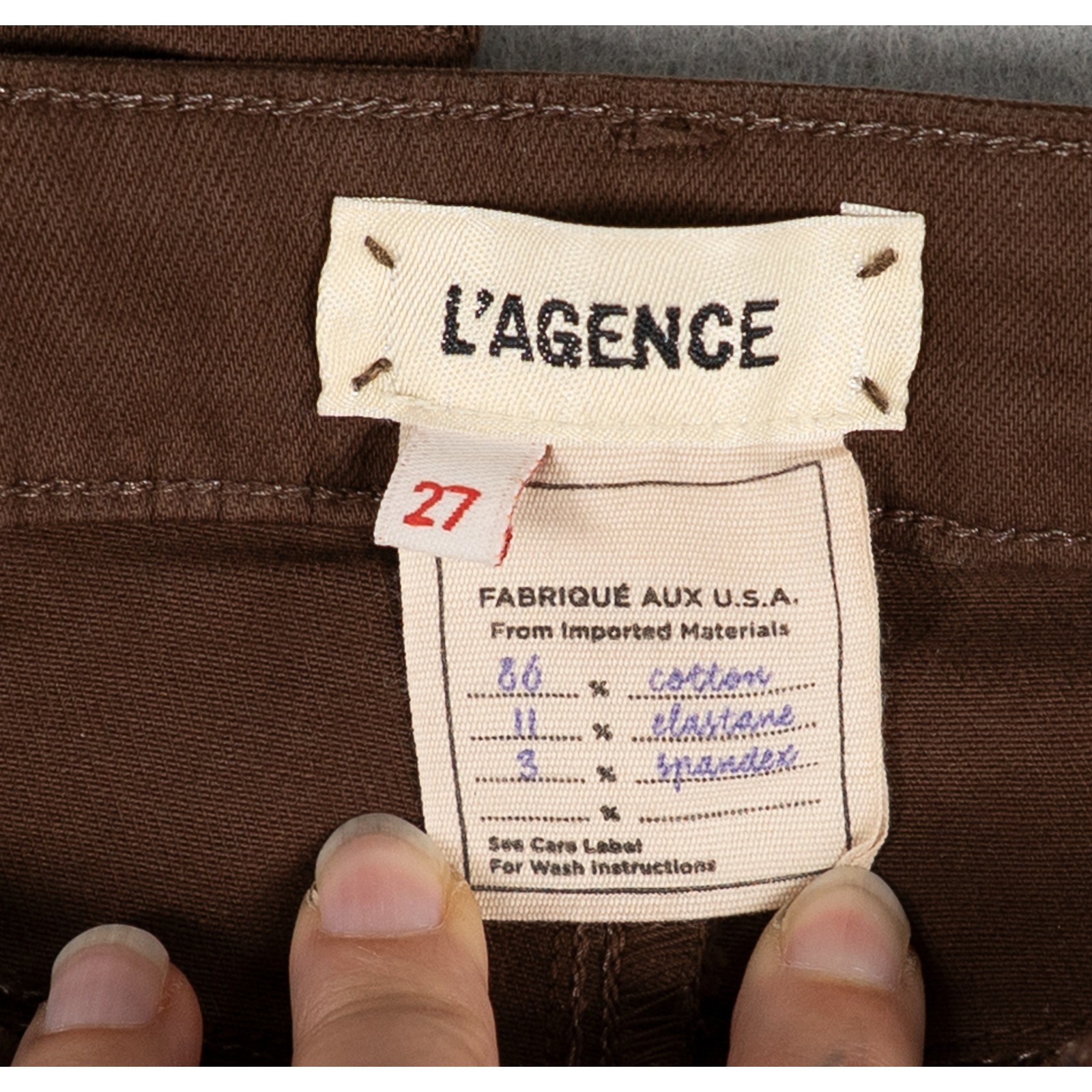 L'AGENCE High Rise Flare Leg Stretch Jeans Brown Size 27 Cotton Blend image 3