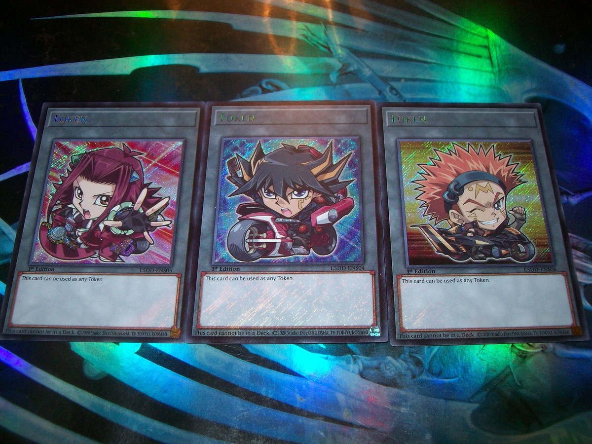 3x Card Token Set Yusei + Akiza + Crow Chibi Art 1st Edition